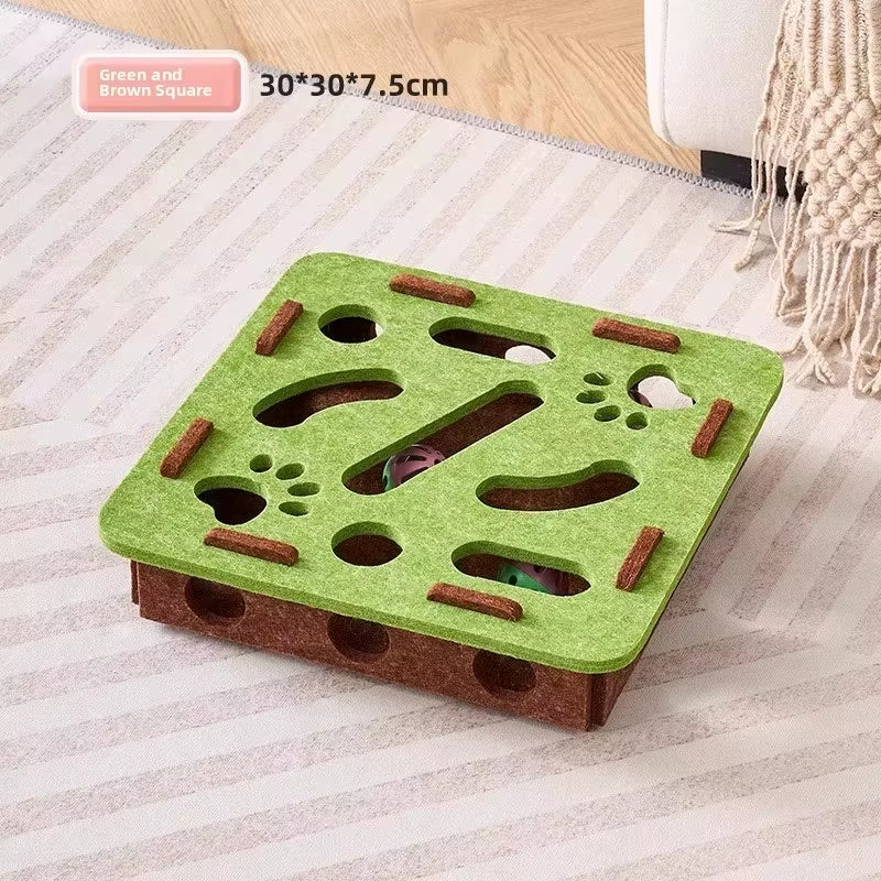 Cat Puzzle Toy Felt Puzzle Box Cat Exercise Toy with Ball Indoor Sports Entertainment Hunting Cat Toys for Indoor Cats