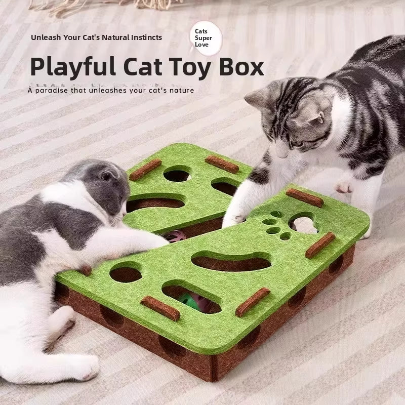 Cat Puzzle Toy Felt Puzzle Box Cat Exercise Toy with Ball Indoor Sports Entertainment Hunting Cat Toys for Indoor Cats